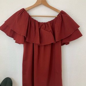Cotton Off the shoulder Maroon dress.Summer dress!